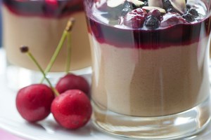 Chocolate mousse with cherry sauce
